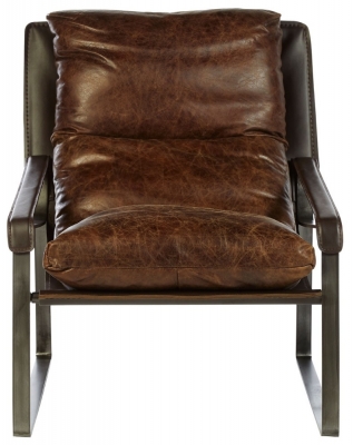 Product photograph of Bricelyn Genuine Distressed Brown Leather Lounge Chair from Choice Furniture Superstore