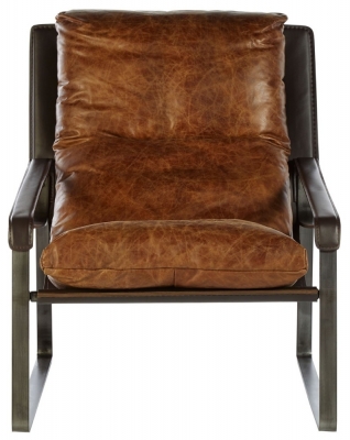 Product photograph of Bricelyn Genuine Distressed Light Brown Leather Lounge Chair from Choice Furniture Superstore