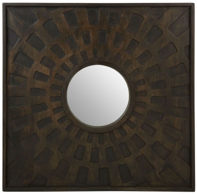 Product photograph of Tribbey Brown Mango Wood Wall Mirror from Choice Furniture Superstore