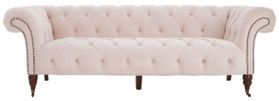 Product photograph of Tribbey Pink Tufted 3 Seater Chesterfield Sofa from Choice Furniture Superstore