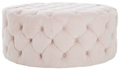 Product photograph of Tribbey Pink Tufted Footstool from Choice Furniture Superstore