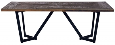 Product photograph of Villisca Natural Wood Industrial 220cm Dining Table from Choice Furniture Superstore
