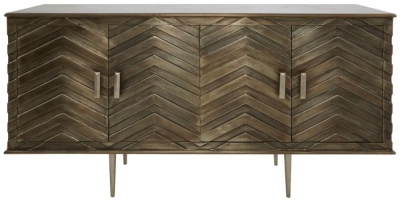 Product photograph of Wilsey Metallic Mango Wood 4 Door Sideboard from Choice Furniture Superstore