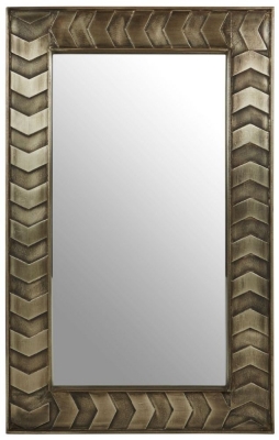 Product photograph of Wilsey Metallic Mango Wood Wall Mirror from Choice Furniture Superstore