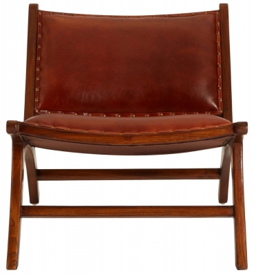 Product photograph of Arroyo Genuine Antique Brown Leather Angled Chair from Choice Furniture Superstore