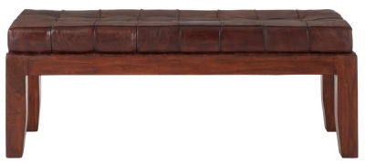 Image of Arroyo Genuine Antique Brown Leather Stitch Bench