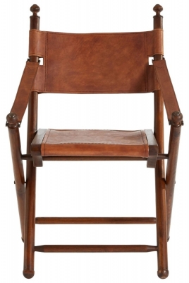 Product photograph of Arroyo Genuine Brown Leather Folding Chair from Choice Furniture Superstore