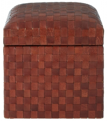 Product photograph of Arroyo Genuine Brown Leather Storage Stool from Choice Furniture Superstore