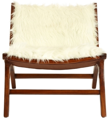 Product photograph of Arroyo White Faux Fur Angled Chair from Choice Furniture Superstore