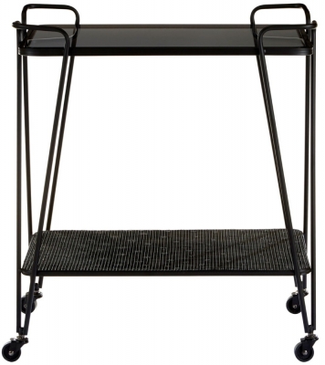 Bellwood Black Cart Table with Grey Glass Top