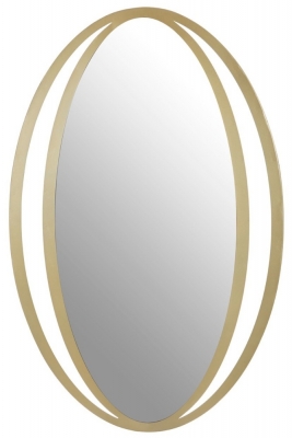 Product photograph of Bellwood Gold Double Ring Design Oval Wall Mirror from Choice Furniture Superstore