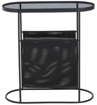 Product photograph of Bellwood Black Side Table With Smoke Grey Glass Top from Choice Furniture Superstore