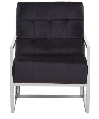 Product photograph of Kirtland Black Velvet Armchair With Chrome Frame from Choice Furniture Superstore
