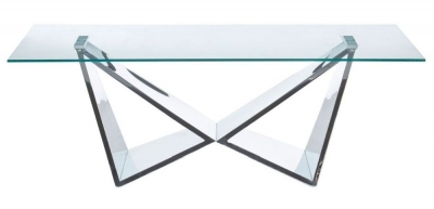 Product photograph of Kelley Glass Top And Chrome Wing Base Coffee Table from Choice Furniture Superstore