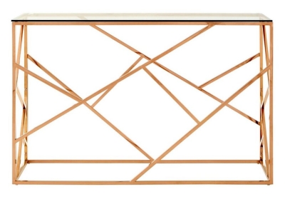 Product photograph of Kelley Glass Top And Rose Gold Geometric Console Table from Choice Furniture Superstore