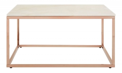 Product photograph of Kelley Marble Top And Rose Gold Square Coffee Table from Choice Furniture Superstore