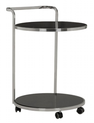 Product photograph of Artesia Black Glass And Chrome Drinks Trolley 2 Tier from Choice Furniture Superstore