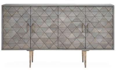 Product photograph of Angier Mango Wood Geometric Medium Sideboard 152cm W With 4 Doors from Choice Furniture Superstore
