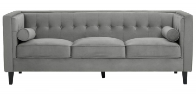 Product photograph of Jansen Grey 3 Seater Sofa Velvet Fabric Upholstered from Choice Furniture Superstore