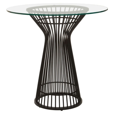 Hondah Glass and Matt Black Dining Table, 80cm Seats 2 Diners Round Top