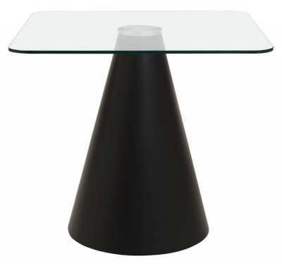 Irrigon Clear Glass and Black Dining Table, 80cm Seats 2 Diners Square Top