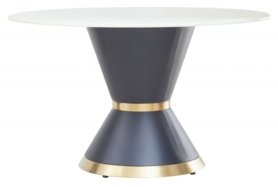 Product photograph of Lolita White Marble 4 Seater Round Pedestal Dining Table from Choice Furniture Superstore
