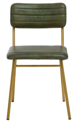 Product photograph of Havre Green Dining Chair Genuine Real Buffalo Leather With Gold Metal Legs Sold In Pairs from Choice Furniture Superstore