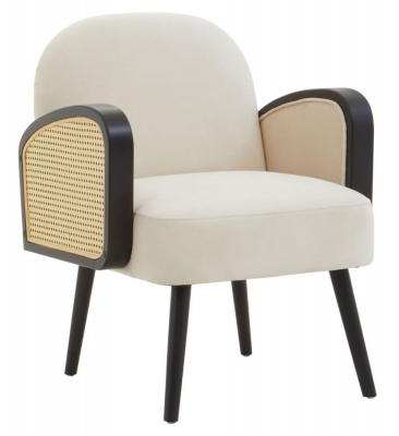 Product photograph of Blevins Natural Fabric Armchair With Black Legs from Choice Furniture Superstore