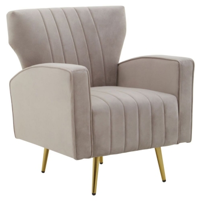 Product photograph of Kendrick Mink Velvet Armchair With Gold Metal Legs from Choice Furniture Superstore