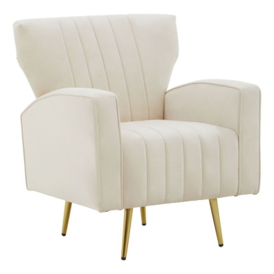 Product photograph of Kendrick Natural Velvet Armchair With Gold Metal Legs from Choice Furniture Superstore