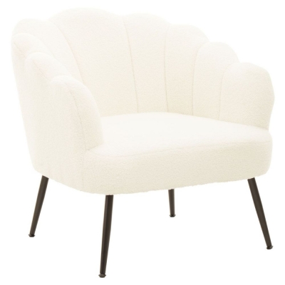 Product photograph of Richey White Teddy Seashell Armchair With Black Legs from Choice Furniture Superstore