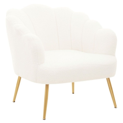 Product photograph of Richey White Teddy Seashell Armchair With Gold Legs from Choice Furniture Superstore