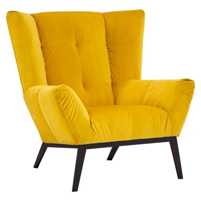 Product photograph of Terlton Yellow Fabric Armchair With Black Metal Legs from Choice Furniture Superstore