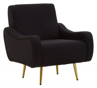 Product photograph of Zeigler Black Fabric Armchair With Black Metal Legs from Choice Furniture Superstore
