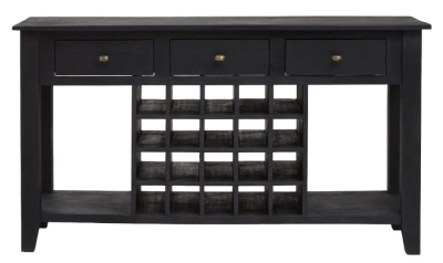Product photograph of Copeland Black Mango Wood Console Table With Wine Bottle Storage - 3 Drawers from Choice Furniture Superstore