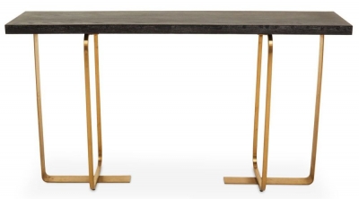 Product photograph of Dierks Oak Veneer And Gold Console Table from Choice Furniture Superstore