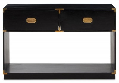 Product photograph of Caldwell Black Mango Wood Console Table With 2 Drawers from Choice Furniture Superstore
