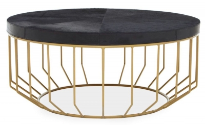 Product photograph of Artesian Black And Gold Round Coffee Table from Choice Furniture Superstore