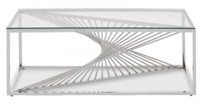 Product photograph of Eolia Glass Top And Silver Coffee Table from Choice Furniture Superstore