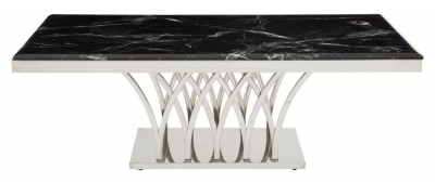 Product photograph of Kiel Black Marble Top And Silver Coffee Table from Choice Furniture Superstore