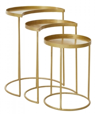 Product photograph of Higgston Gold Side Table Set Of 3 from Choice Furniture Superstore
