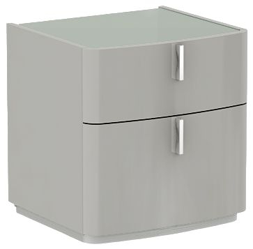 Product photograph of Clearance - Sabron Cashmere High Gloss 2 Drawer Bedside Cabinet With Grey Glass Top - Fss14279 from Choice Furniture Superstore
