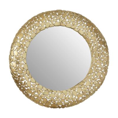 Templar Brass Pebble Effect Round Wall Mirror