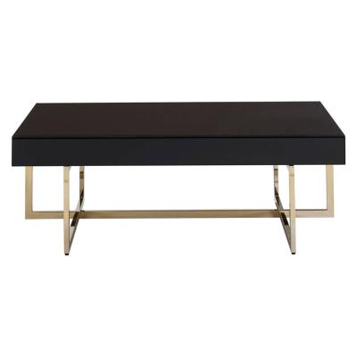 Ragusa Black Glass Coffee Table with Gold Legs
