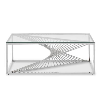 Amella Glass Coffee Table with Silver Base