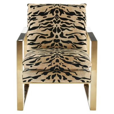 Gillett Tiger Print Fabric Armchair with Gold Metal Legs