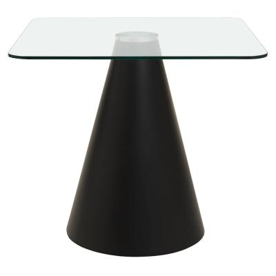 Azalea Glass 2 Seater Square Dining Table with Black Cone Base