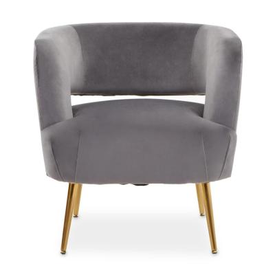 Larissa Grey Velvet Fabric Accent Chair with Metal Legs