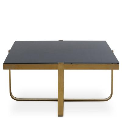 Alana Black Glass and Gold Square Coffee Table