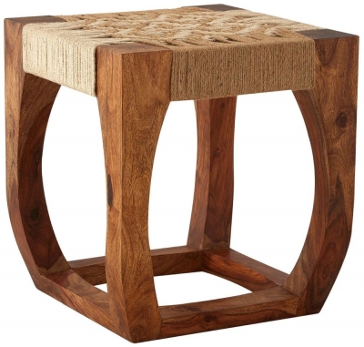 Product photograph of Enlow Sheesham Jute Woven Stool from Choice Furniture Superstore